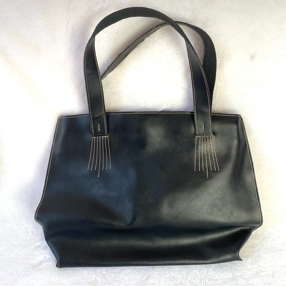 Ameri Leather Handbags - Ameri Leather Black Leather Shoulder Bag Pocketbook